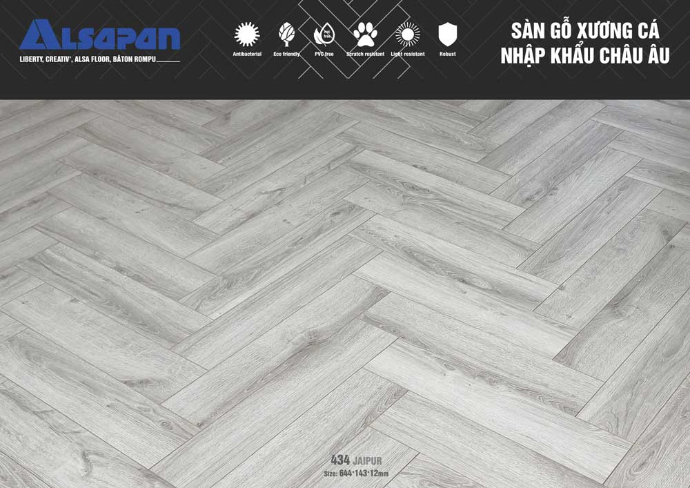 Sàn gỗ xương cá Châu Âu Alsapan 434