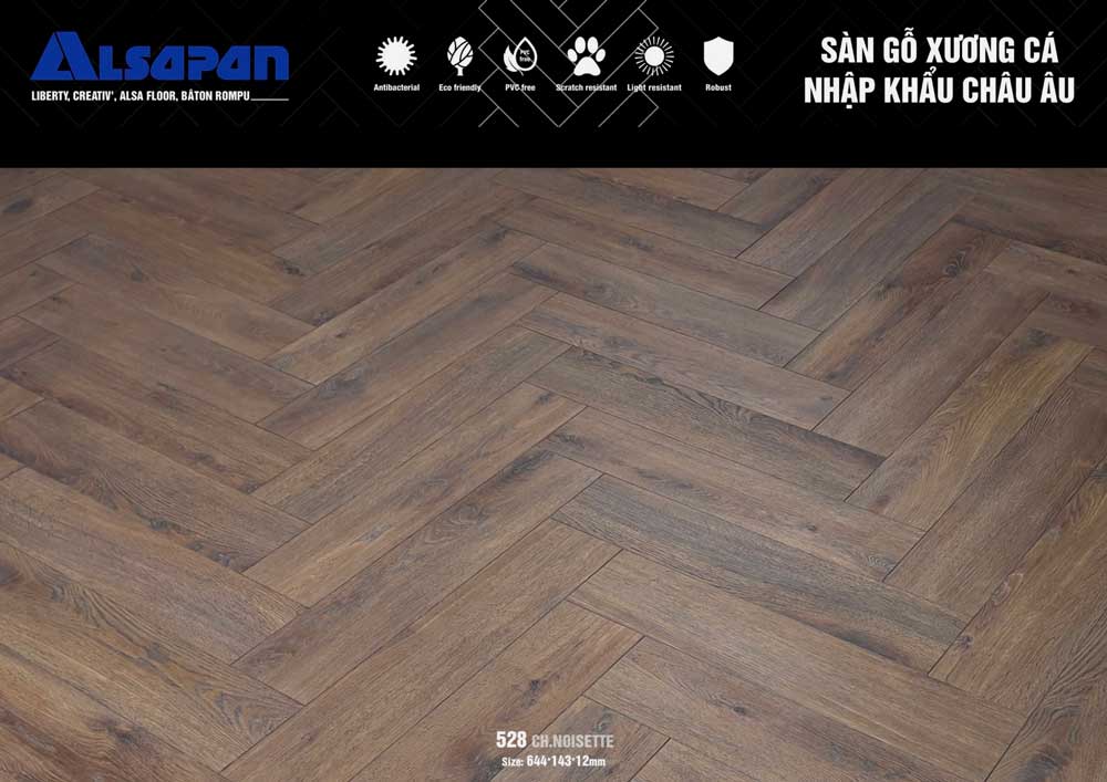 Sàn gỗ xương cá Châu Âu Alsapan 528