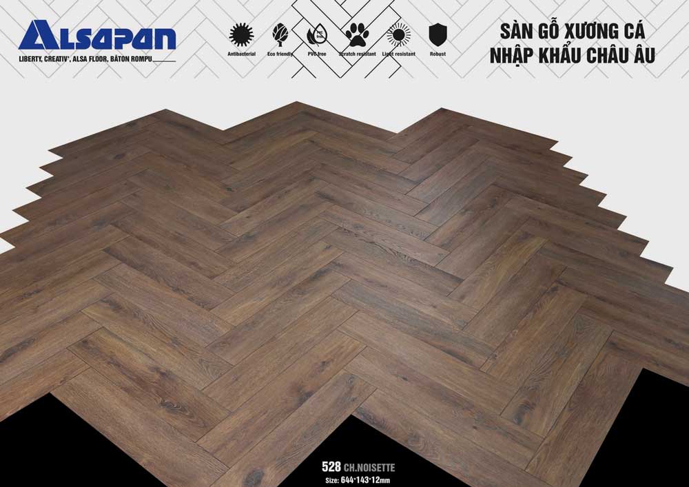 Sàn gỗ xương cá Châu Âu Alsapan 528