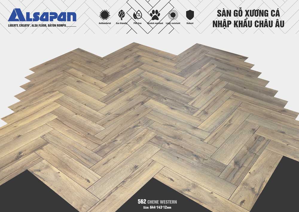 sàn gỗ xương cá alsapan 562