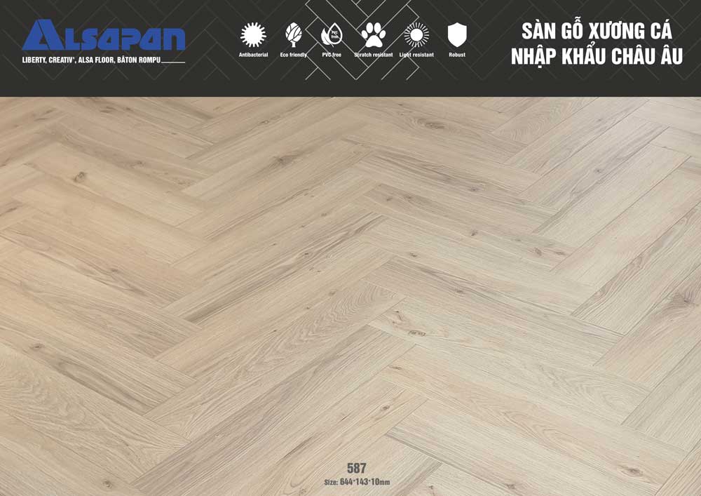 Sàn gỗ xương cá Châu Âu Alsapan 587