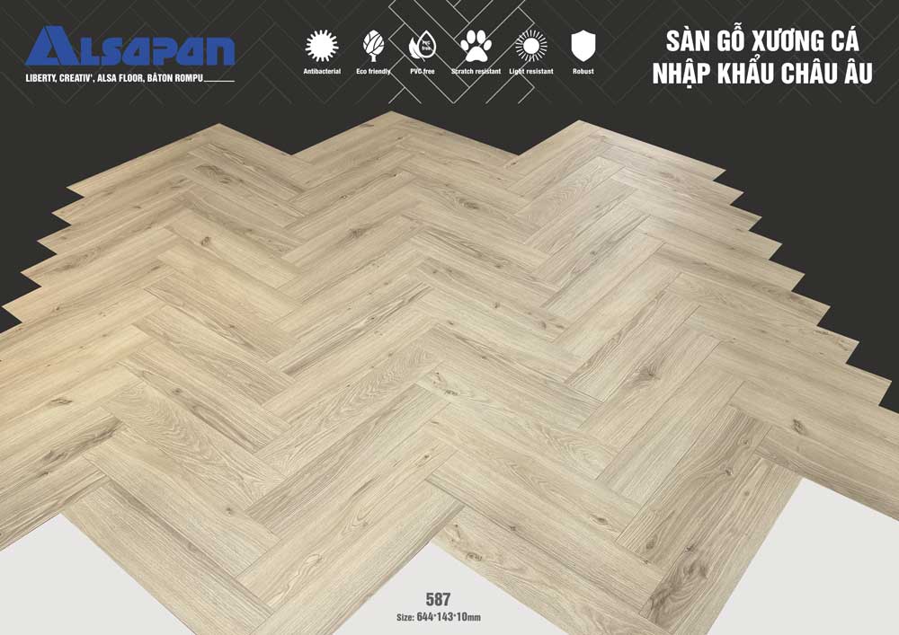 Sàn gỗ xương cá Châu Âu Alsapan 587