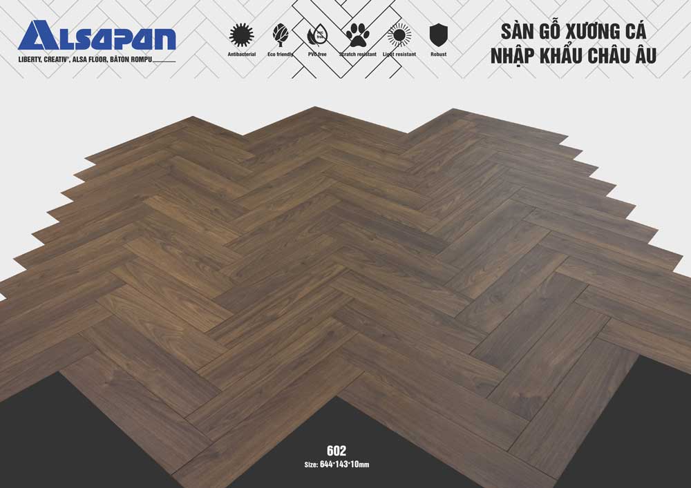 Sàn gỗ xương cá Châu Âu Alsapan 602