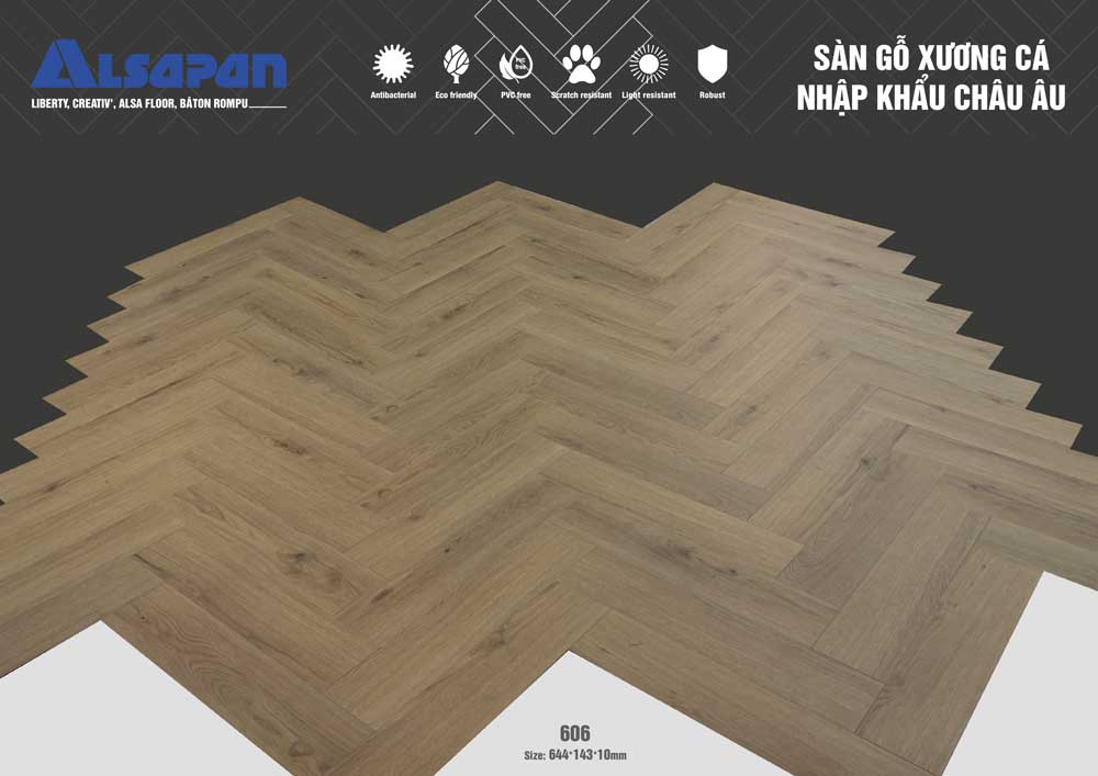 Sàn gỗ xương cá Châu Âu Alsapan 606