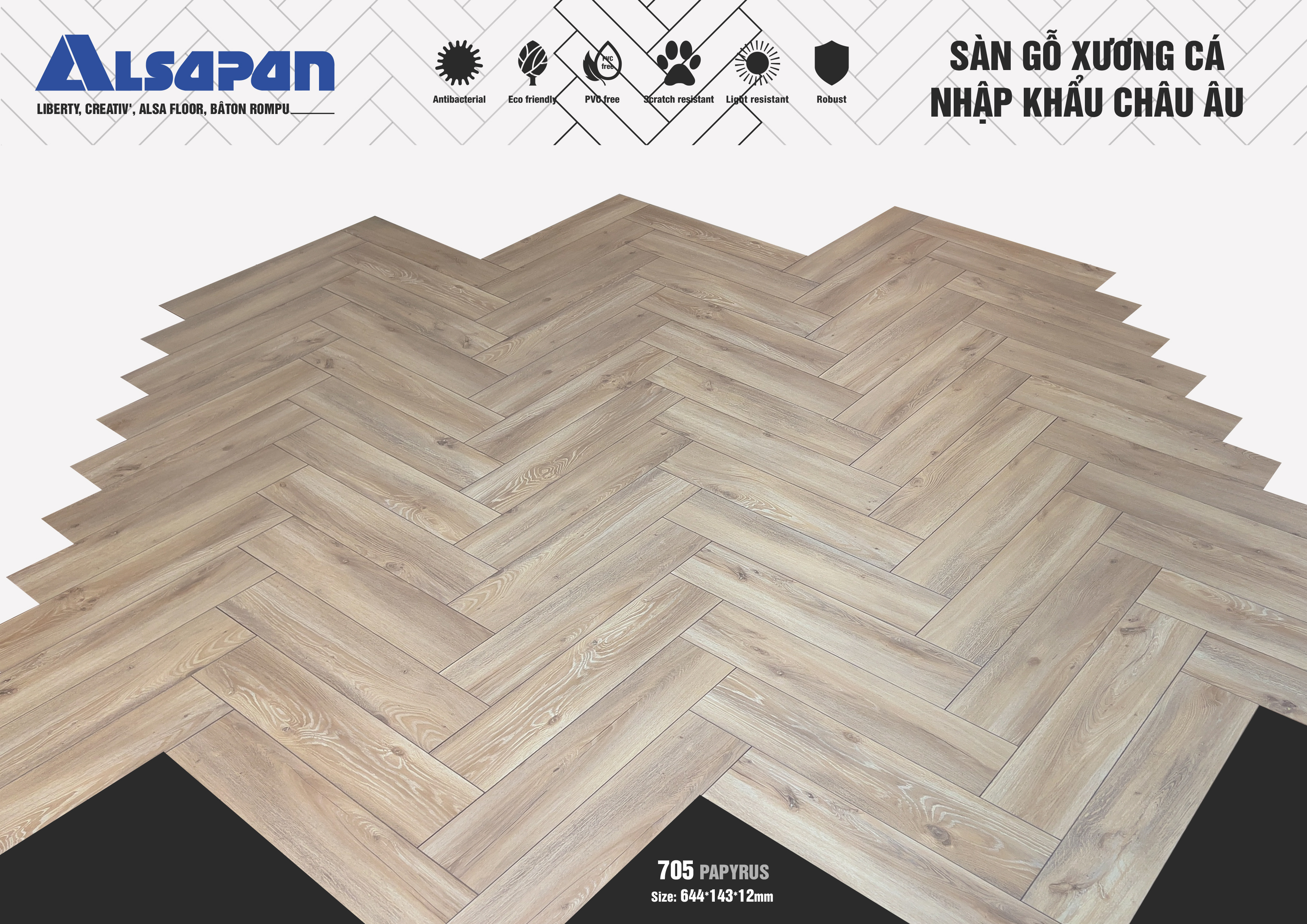 Sàn gỗ xương cá Châu Âu Alsapan 705