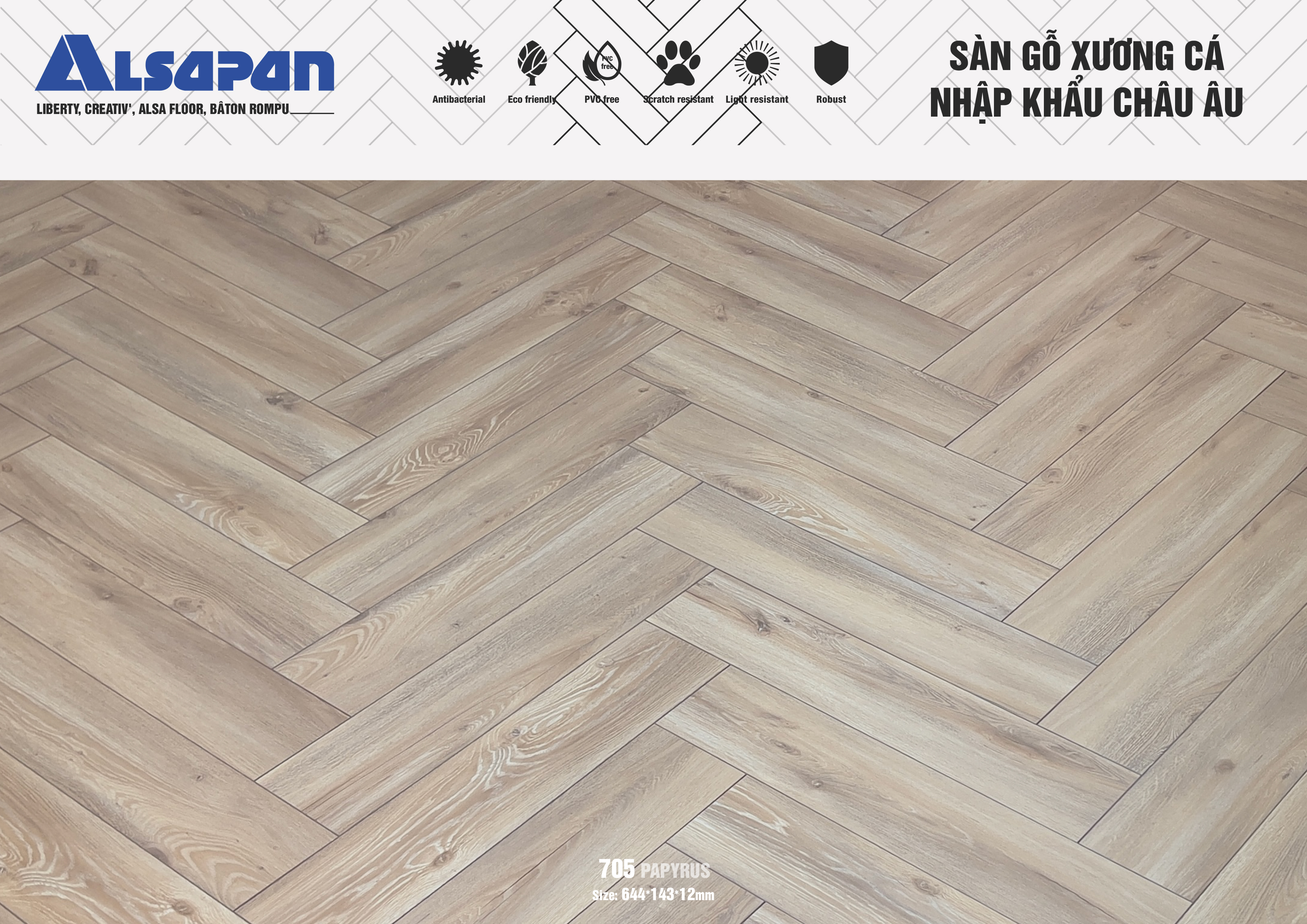 Sàn gỗ xương cá Châu Âu Alsapan 705