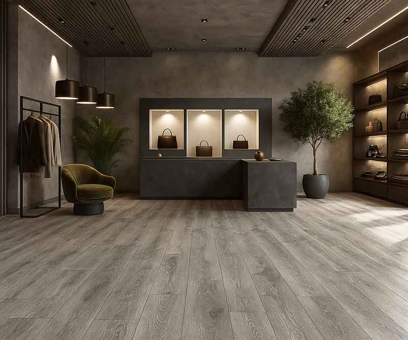 sàn gỗ Kronopol trong không gian showroom thương mại