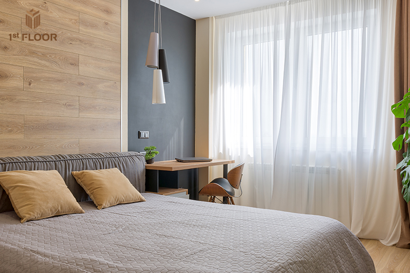 Decor phòng ngủ với rèm cửa trắng