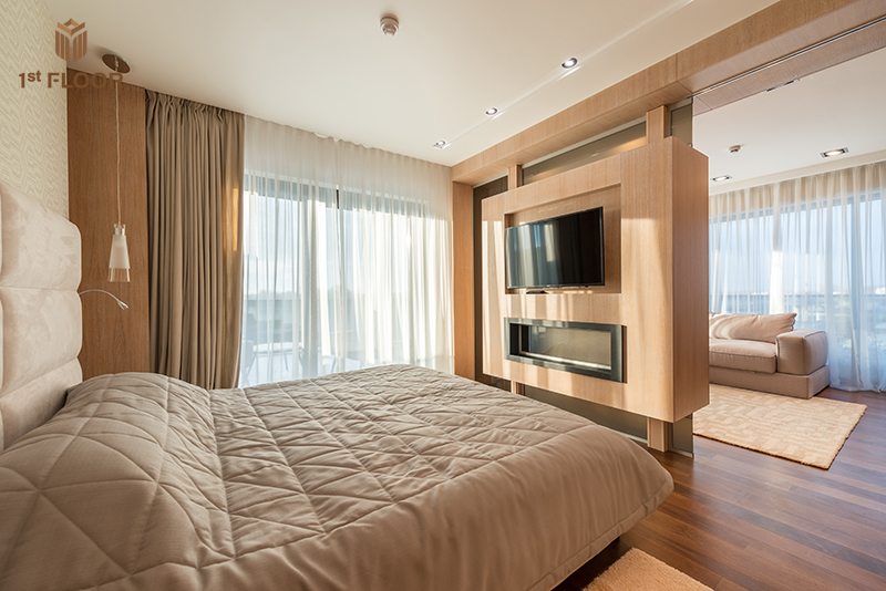 Decor phòng ngủ rèm 1 màu