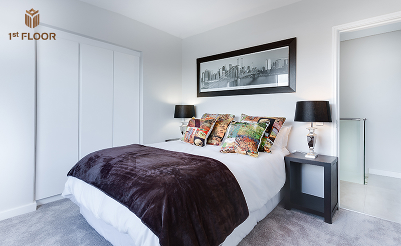 Decor phòng ngủ với giấy dán tường trắng