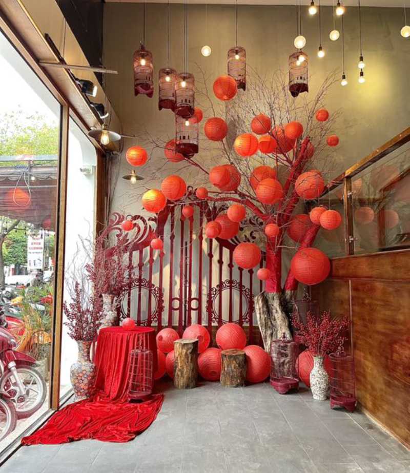 Decor trung thu quán cafe