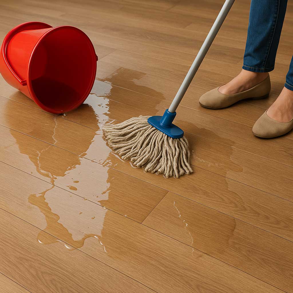 lau sàn gỗ bằng nhiều nước