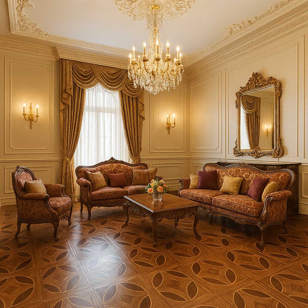 ứng dụng sàn gỗ hoa văn trong biệt thự