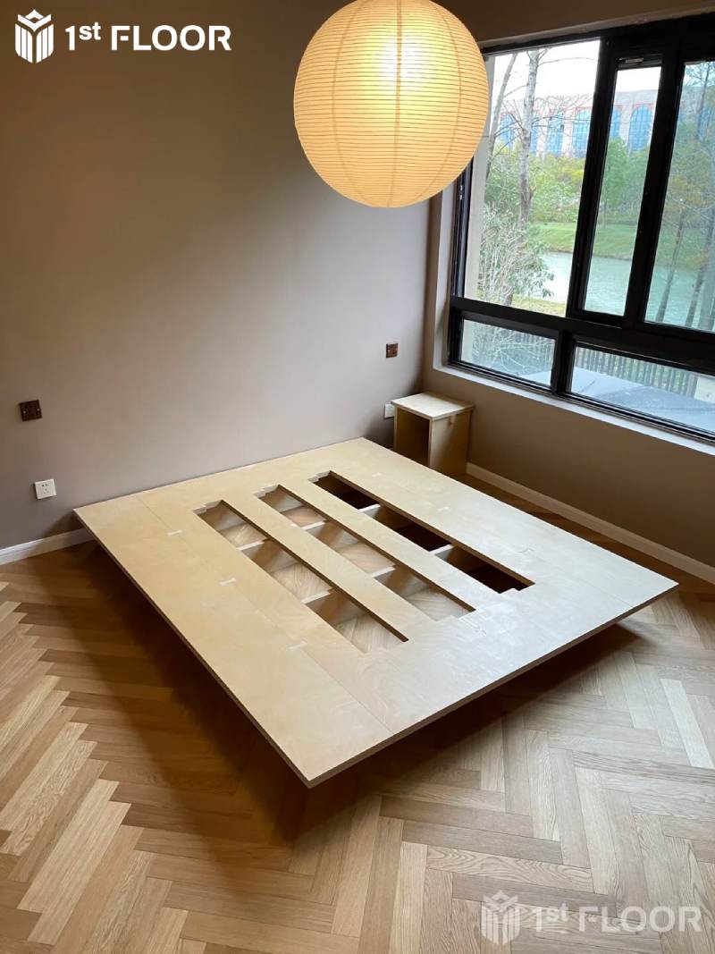 Trang trí phòng nhỏ với sàn gỗ xương cá