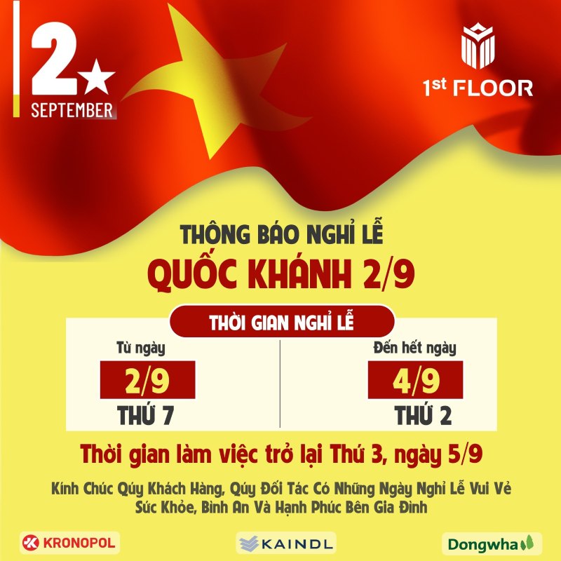 Thông Báo Nghỉ Lễ Quốc Khánh 2/9/2023