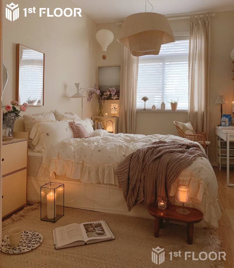 decor phòng ngủ nhỏ vintage