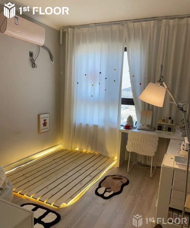Trang trí phòng ngủ nhỏ với giường pallet