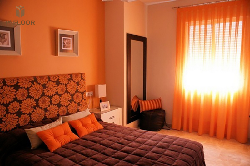 Phòng ngủ tone màu cam đen